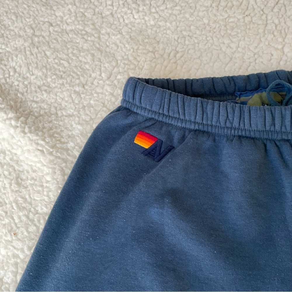 Aviator Nation Navy Blue Women's Rainbow Stitch Sweatpants Joggers 5 stripes Med - Picture 7 of 10